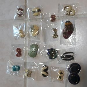 17 Pairs of Vintage Enamel Pierced Earrings #123